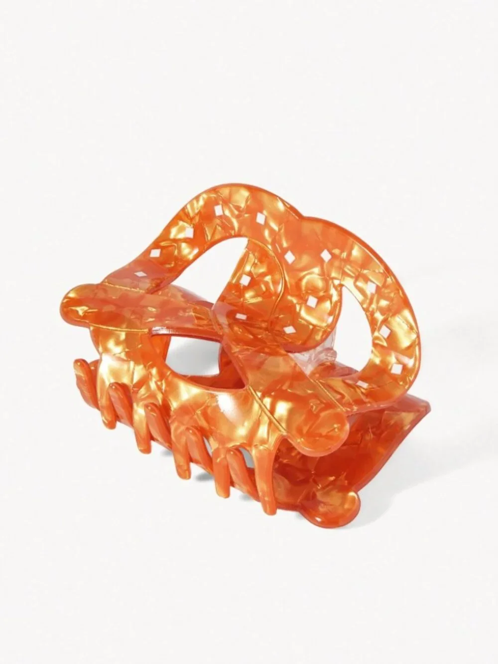 Amber Tortoiseshell Pretzel-Shaped Hair Claw Clip with White Dots